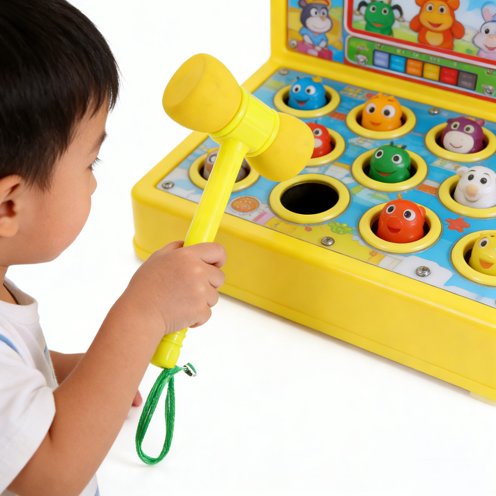 Whack A Mole Arcade - Sarı İnteraktif Köstebek Oyunu Çekiç T-Şeklinde